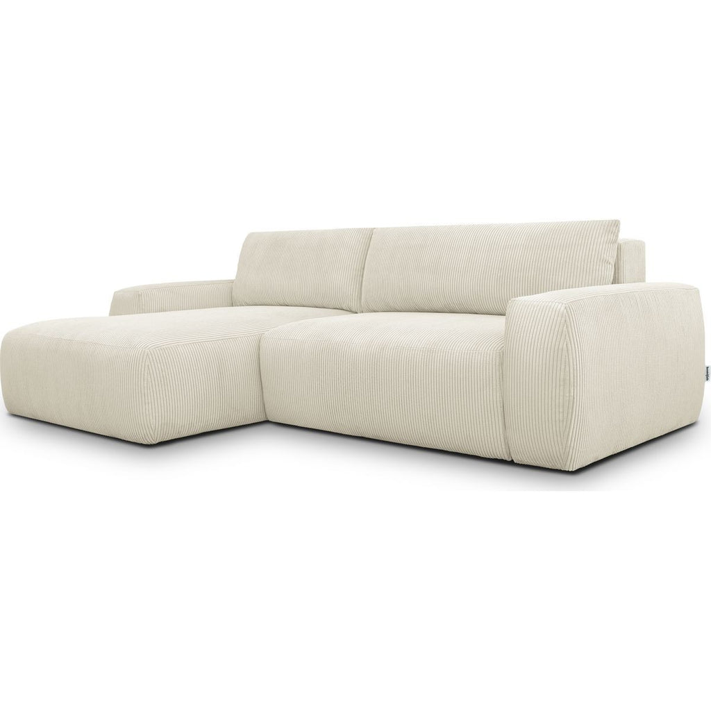 Sonny - Canapé d'Angle Droit Convertible 3 Places en Velours Côtelé - Beige