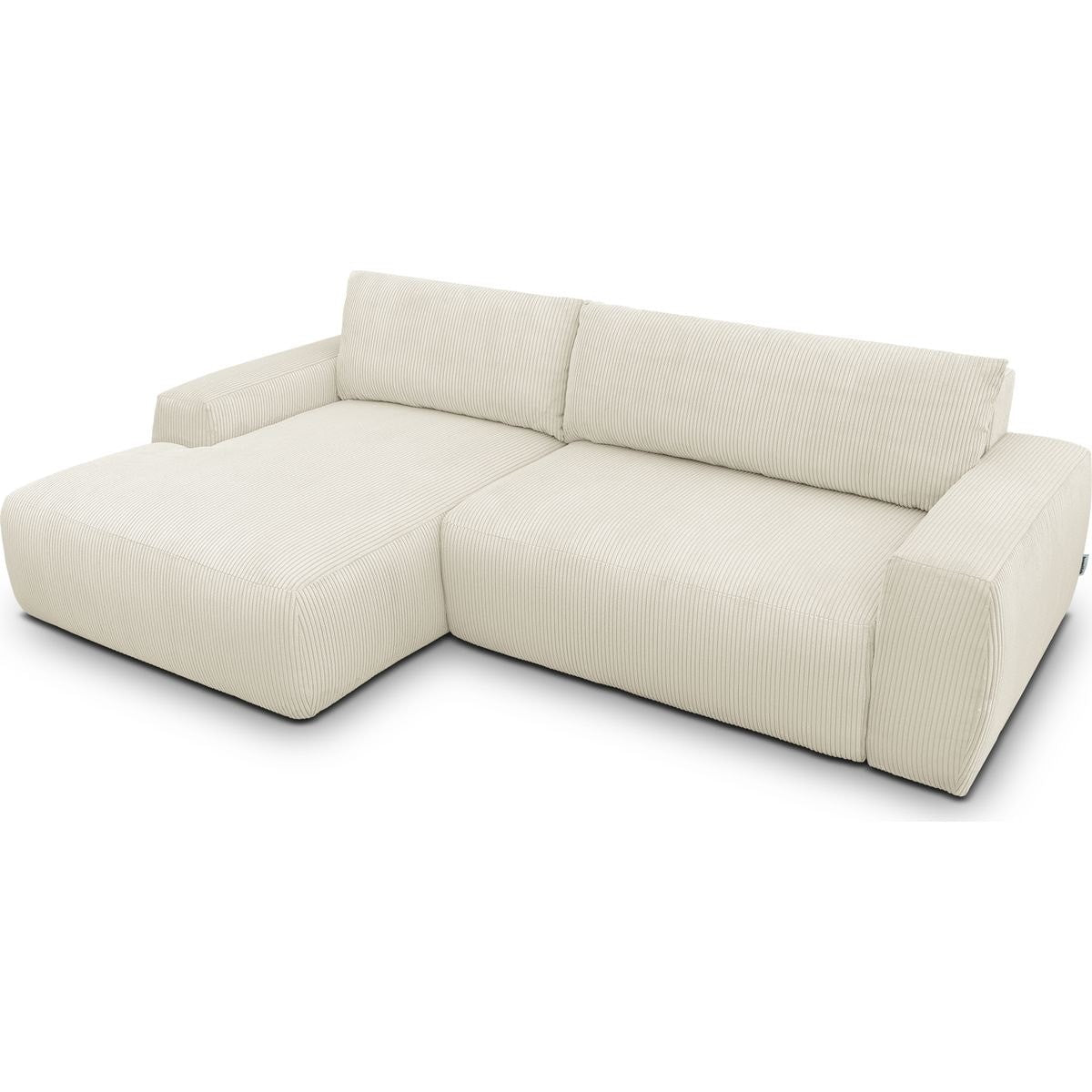 Sonny - Canapé d'Angle Droit Convertible 3 Places en Velours Côtelé - Beige