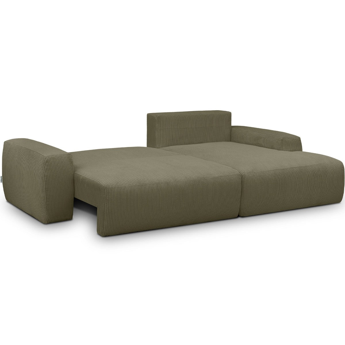 Sonny - Canapé d'Angle Droit Convertible 3 Places en Velours Côtelé - Vert Kaki