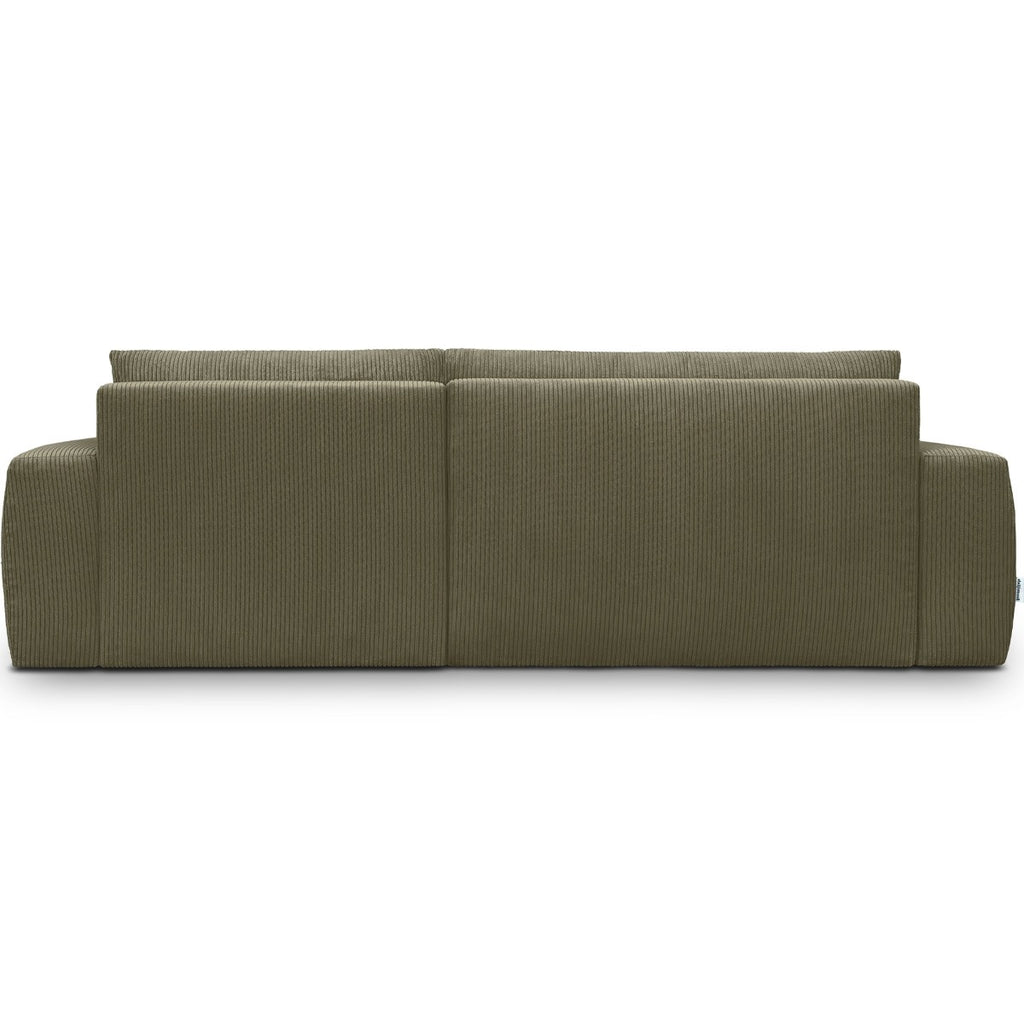Sonny - Canapé d'Angle Droit Convertible 3 Places en Velours Côtelé - Vert Kaki