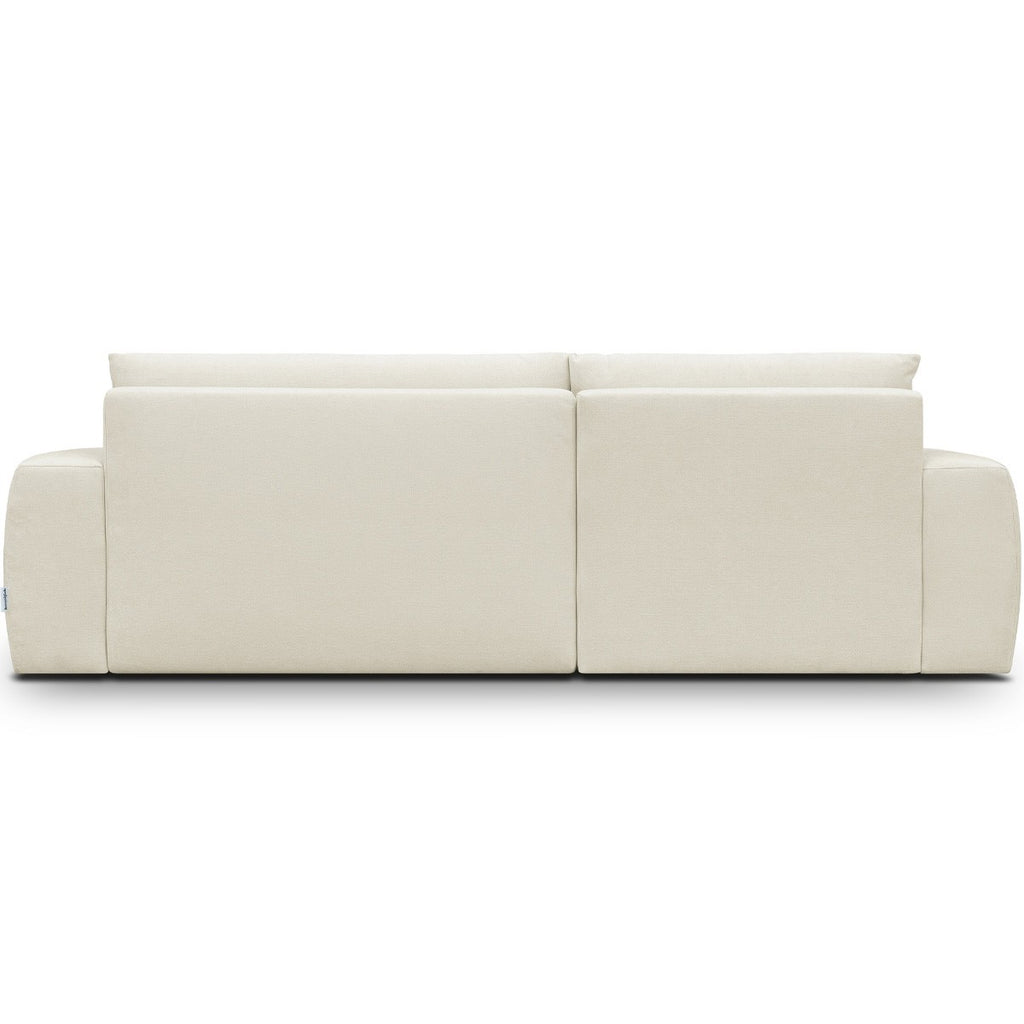 Sonny - Canapé d'Angle Gauche Convertible 3 Places en Tissu Chenille - Beige