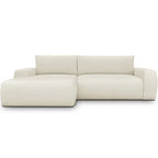 Sonny - Canapé d'Angle Gauche Convertible 3 Places en Tissu Chenille - Beige