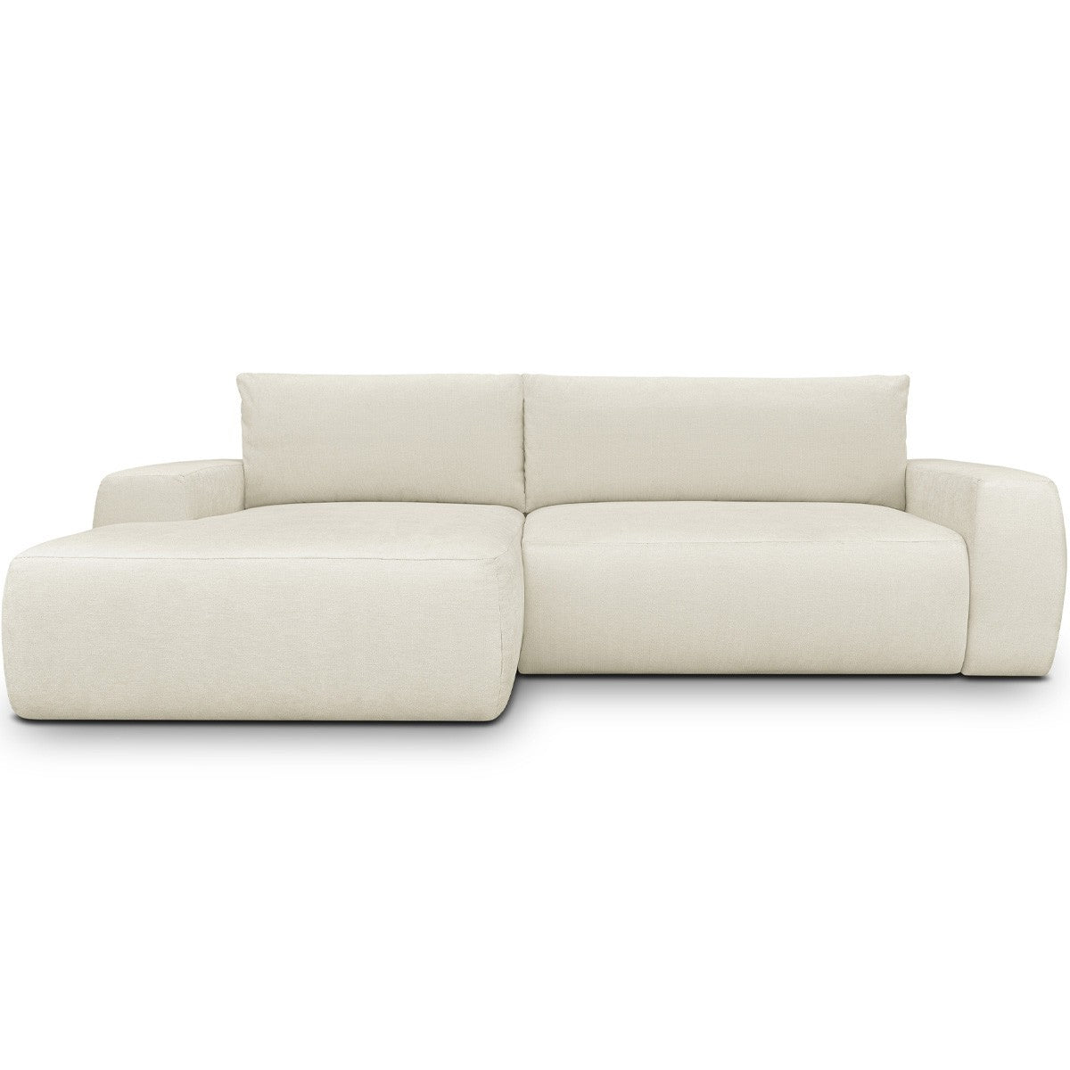 Sonny - Canapé d'Angle Gauche Convertible 3 Places en Tissu Chenille - Beige