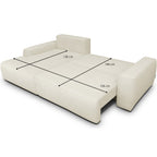 Sonny - Canapé d'Angle Gauche Convertible 3 Places en Tissu Chenille - Beige