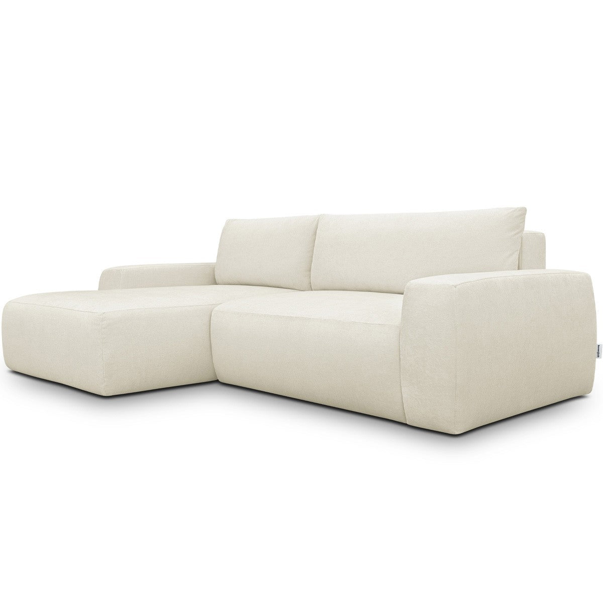 Sonny - Canapé d'Angle Gauche Convertible 3 Places en Tissu Chenille - Beige
