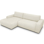 Sonny - Canapé d'Angle Gauche Convertible 3 Places en Tissu Chenille - Beige