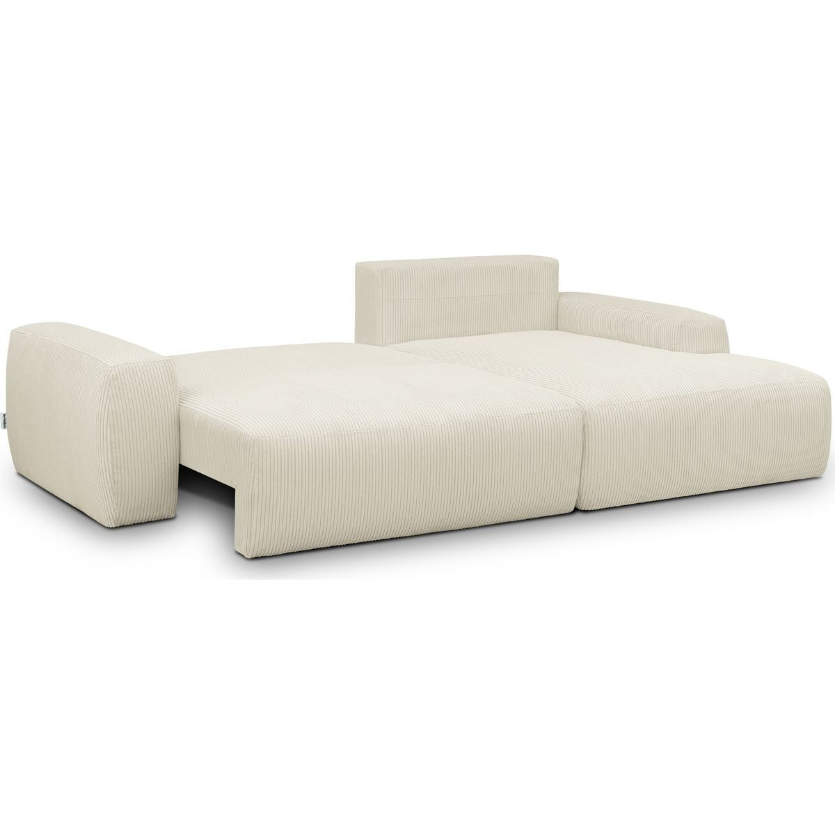 Sonny - Canapé d'Angle Gauche Convertible 3 Places en Velours Côtelé - Beige