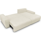 Sonny - Canapé d'Angle Gauche Convertible 3 Places en Velours Côtelé - Beige