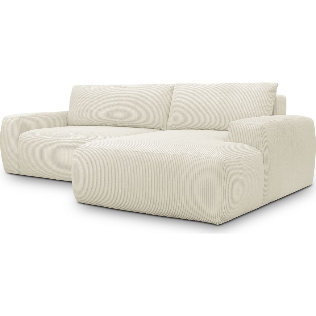 Sonny - Canapé d'Angle Gauche Convertible 3 Places en Velours Côtelé - Beige