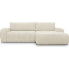 Sonny - Canapé d'Angle Gauche Convertible 3 Places en Velours Côtelé - Beige