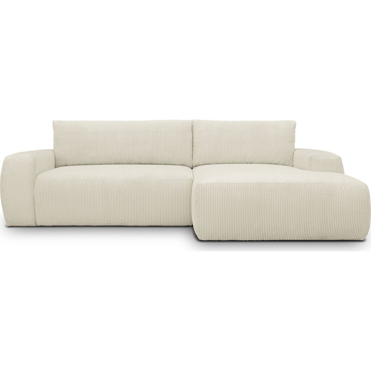 Sonny - Canapé d'Angle Gauche Convertible 3 Places en Velours Côtelé - Beige