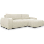 Sonny - Canapé d'Angle Gauche Convertible 3 Places en Velours Côtelé - Beige