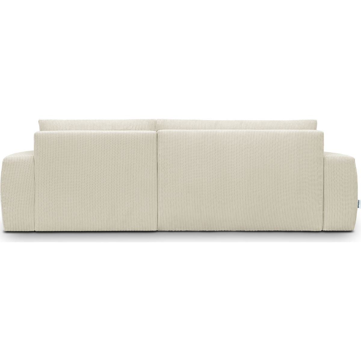 Sonny - Canapé d'Angle Gauche Convertible 3 Places en Velours Côtelé - Beige