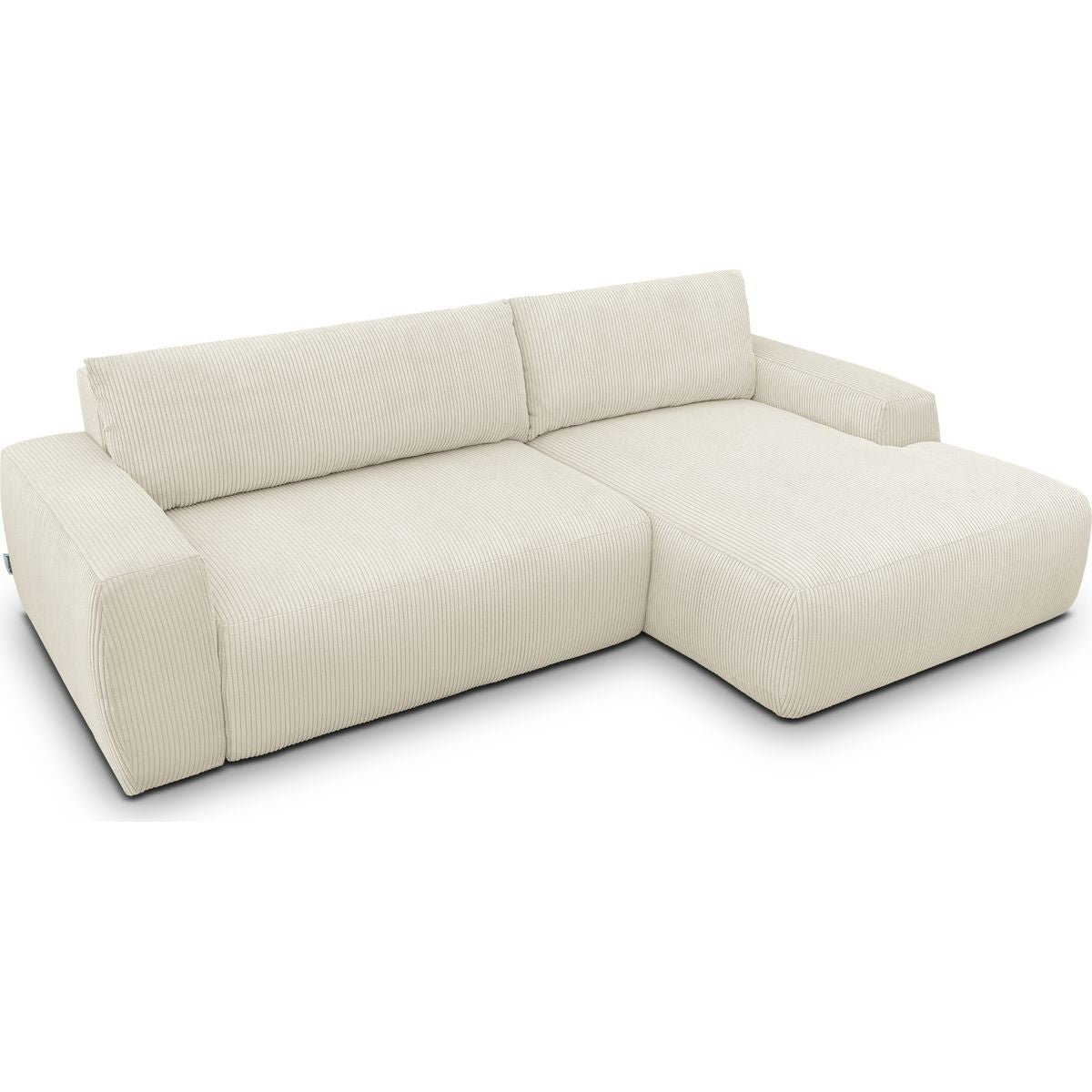 Sonny - Canapé d'Angle Gauche Convertible 3 Places en Velours Côtelé - Beige