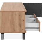 Flavia - Meuble TV 1 Porte 2 Tiroirs Effet Chêne 138 cm - Bois