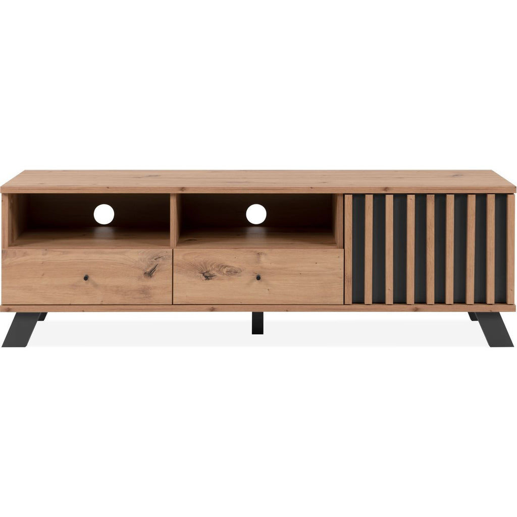 Flavia - Meuble TV 1 Porte 2 Tiroirs Effet Chêne 138 cm - Bois