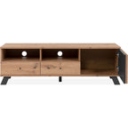 Flavia - Meuble TV 1 Porte 2 Tiroirs Effet Chêne 138 cm - Bois