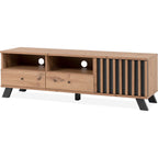 Flavia - Meuble TV 1 Porte 2 Tiroirs Effet Chêne 138 cm - Bois