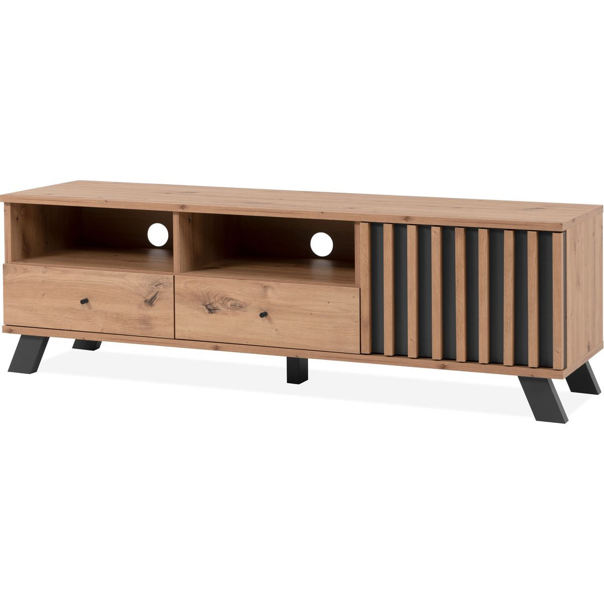 Flavia - Meuble TV 1 Porte 2 Tiroirs Effet Chêne 138 cm - Bois
