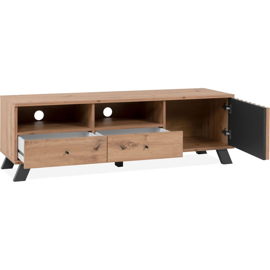 Flavia - Meuble TV 1 Porte 2 Tiroirs Effet Chêne 138 cm - Bois