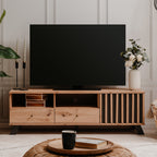 Flavia - Meuble TV 1 Porte 2 Tiroirs Effet Chêne 138 cm - Bois