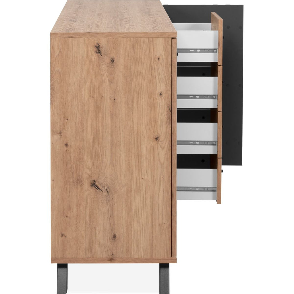 Flavia - Buffet 3 Portes 4 Tiroirs Effet Chêne 160 cm - Bois