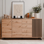 Flavia - Buffet 3 Portes 4 Tiroirs Effet Chêne 160 cm - Bois