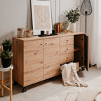 Flavia - Buffet 3 Portes 4 Tiroirs Effet Chêne 160 cm - Bois