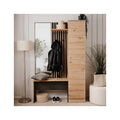 Flavia - Vestiaire 2 Portes avec Miroir Effet Chêne 122 cm - Gris Anthracite