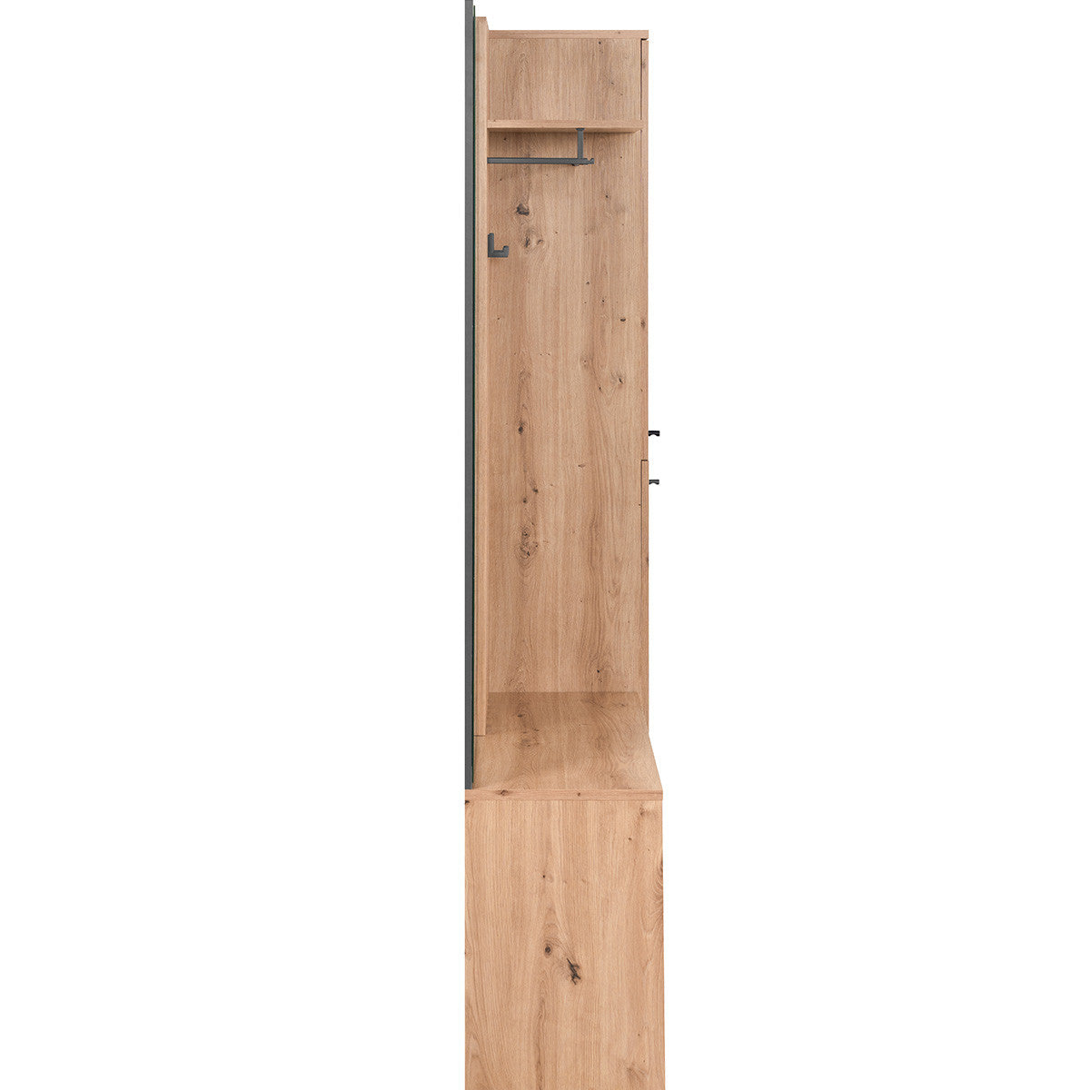 Flavia - Vestiaire 2 Portes avec Miroir Effet Chêne 122 cm - Gris Anthracite