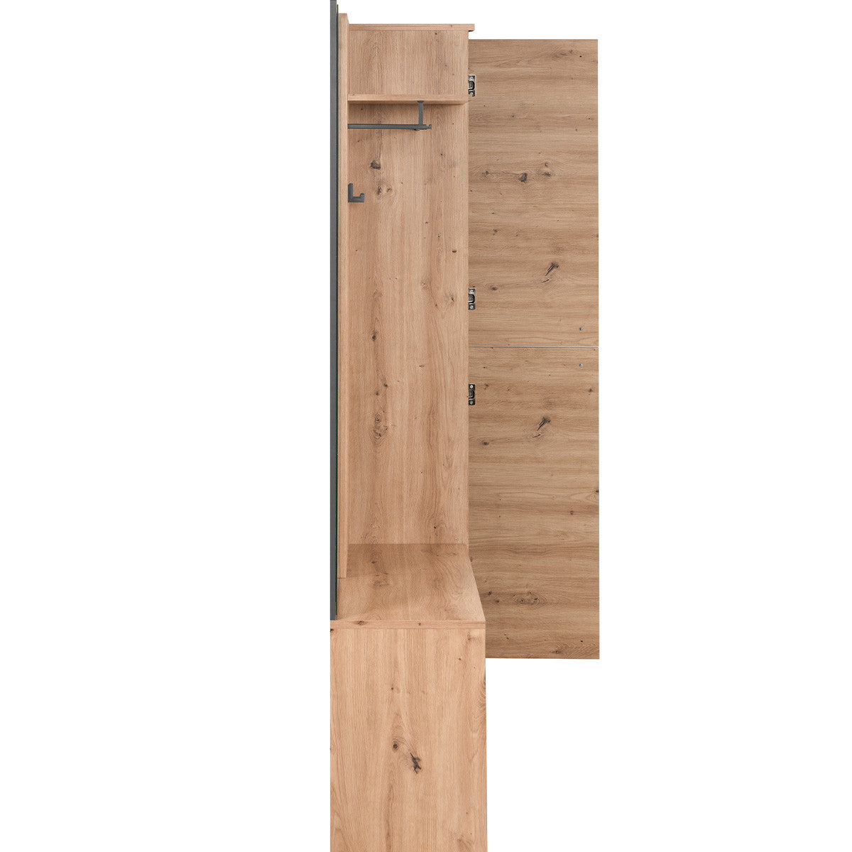 Flavia - Vestiaire 2 Portes avec Miroir Effet Chêne 122 cm - Gris Anthracite