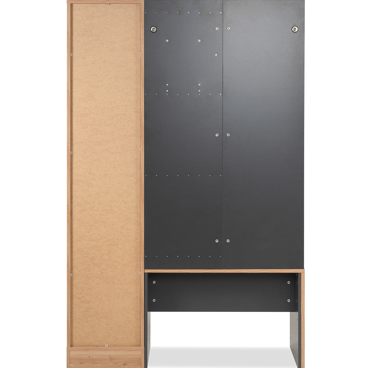 Flavia - Vestiaire 2 Portes avec Miroir Effet Chêne 122 cm - Gris Anthracite