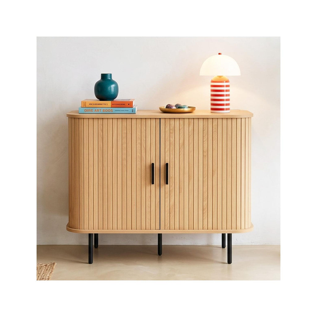 Sora - Buffet 2 Portes Effet Chêne 80 cm - Bois Clair
