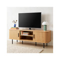 Sora - Meuble TV 2 Portes 2 Niches Effet Chêne 160 cm - Bois Clair
