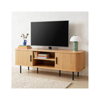 Sora - Meuble TV 2 Portes 2 Niches Effet Chêne 160 cm - Bois Clair