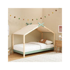 Charly - Lit Cabane 90x190 en Pin Massif avec Sommier - Vert