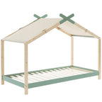 Charly - Lit Cabane 90x190 en Pin Massif avec Sommier - Vert