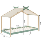 Charly - Lit Cabane 90x190 en Pin Massif avec Sommier - Vert