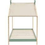 Charly - Lit Cabane 90x190 en Pin Massif avec Sommier - Vert