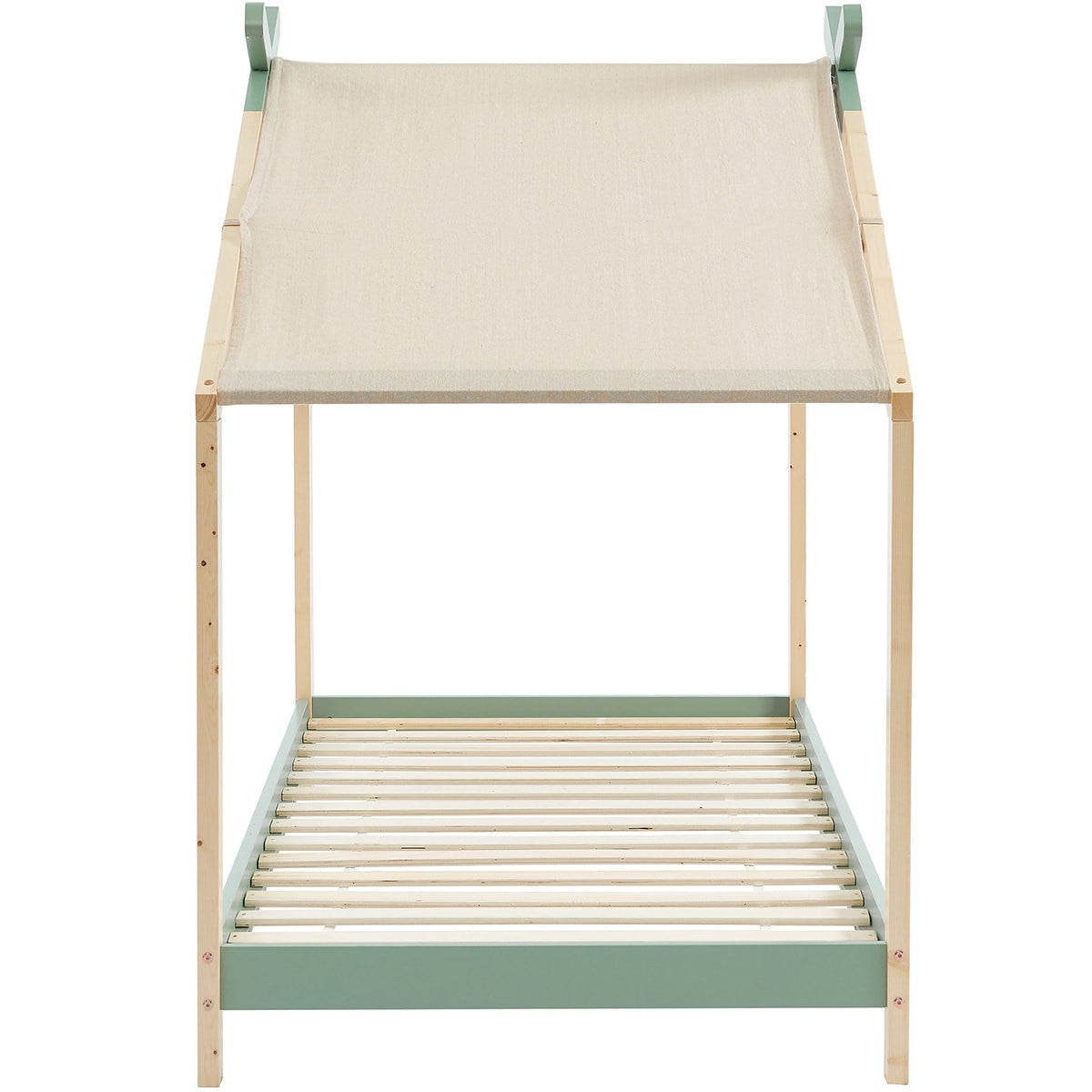 Charly - Lit Cabane 90x190 en Pin Massif avec Sommier - Vert