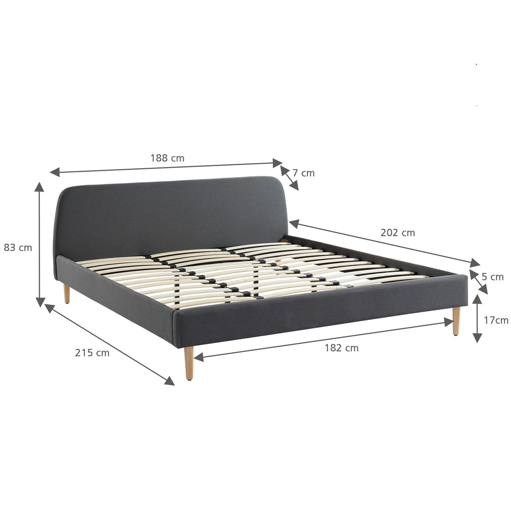 Gaby - Lit Adulte Scandinave 180x200 - Gris Foncé