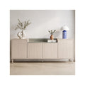 Amos - Buffet 4 Portes Décor Chêne Clair 200 cm - Vert