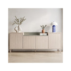 Amos - Buffet 4 Portes Décor Chêne Clair 200 cm - Vert