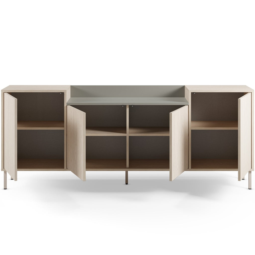 Amos - Buffet 4 Portes Décor Chêne Clair 200 cm - Vert
