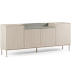 Amos - Buffet 4 Portes Décor Chêne Clair 200 cm - Vert