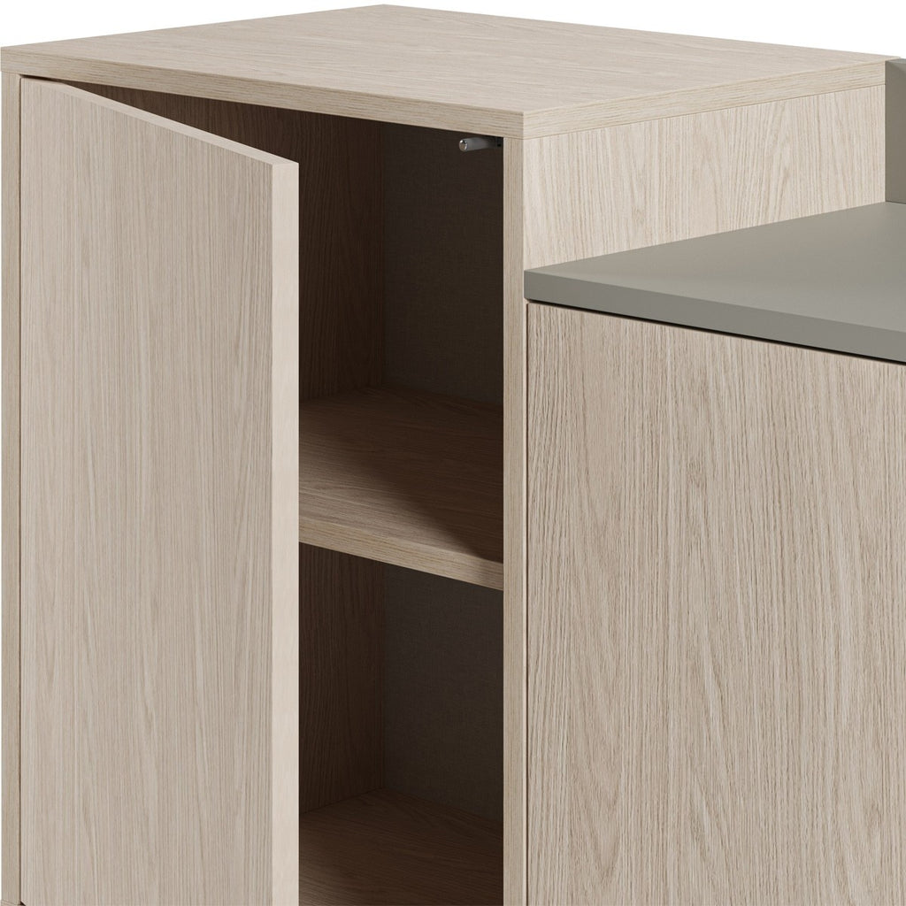 Amos - Buffet 4 Portes Décor Chêne Clair 200 cm - Vert