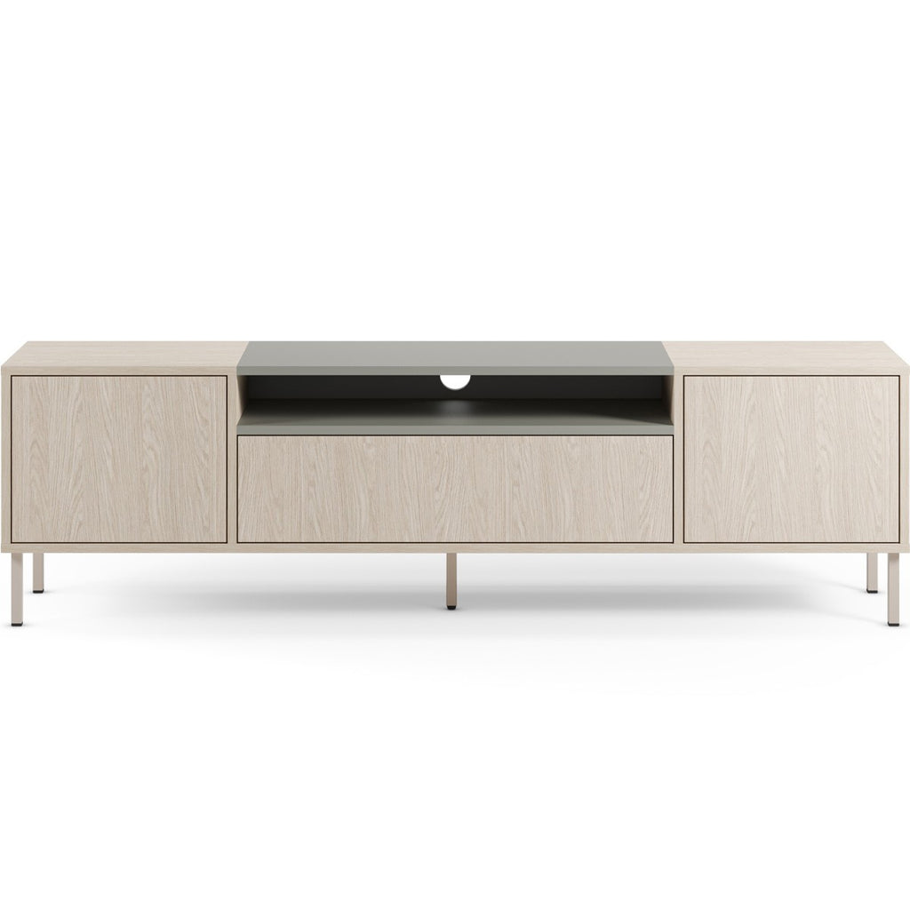 Amos - Meuble TV 3 Portes Chêne Clair 180 cm - Vert