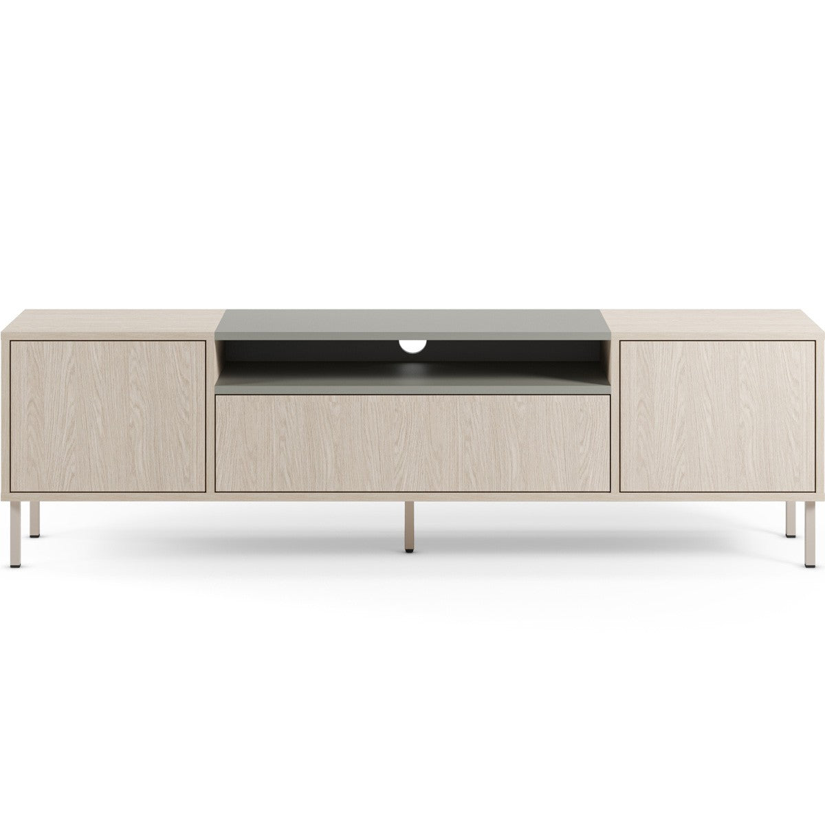 Amos - Meuble TV 3 Portes Chêne Clair 180 cm - Vert