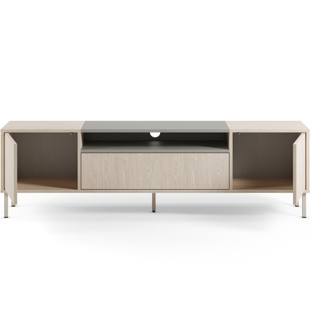 Amos - Meuble TV 3 Portes Chêne Clair 180 cm - Vert