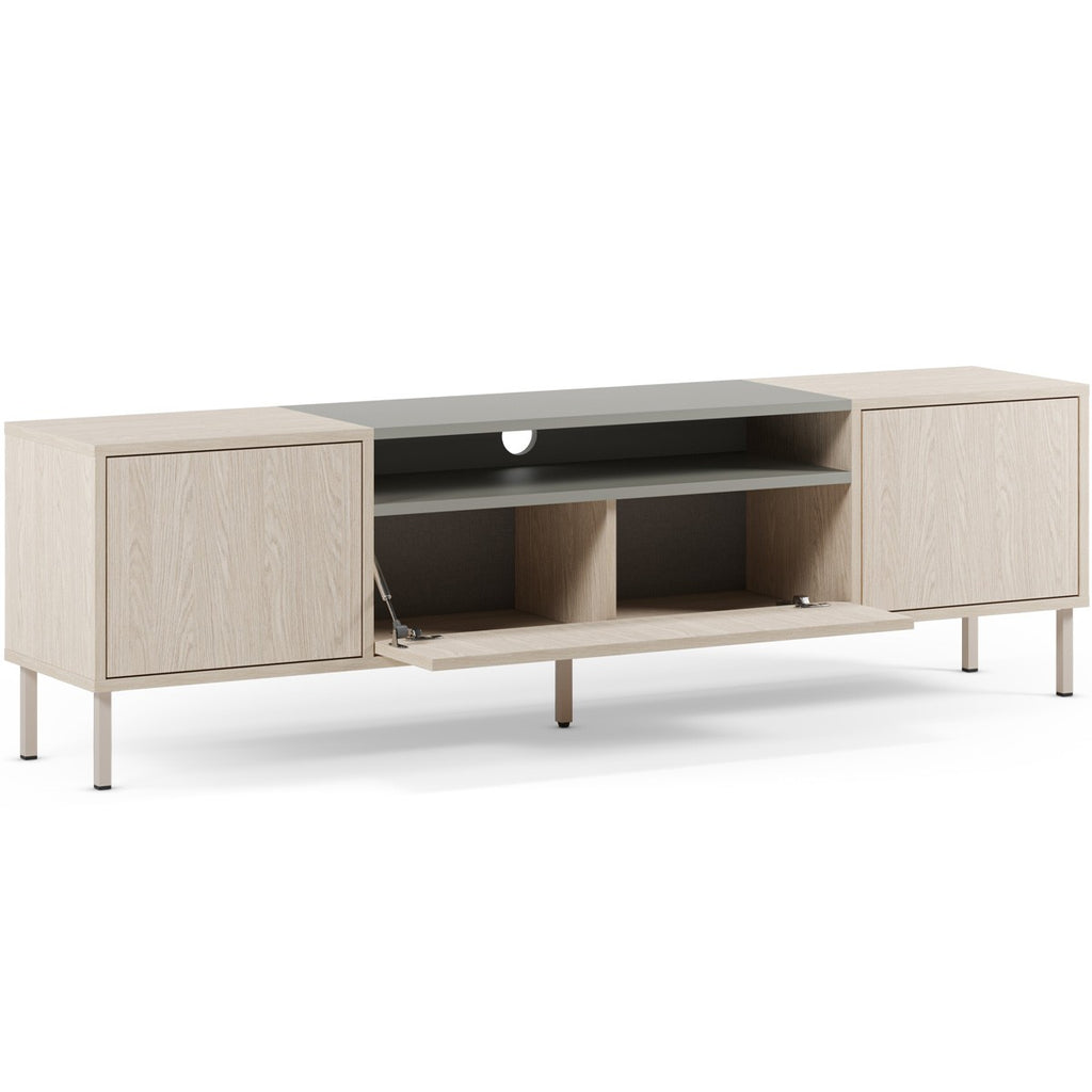 Amos - Meuble TV 3 Portes Chêne Clair 180 cm - Vert